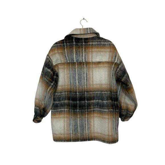 Forever 21 Womens Small Shacket Shirt Brown and Black Button Up Pockets NWT - Picture 2 of 7
